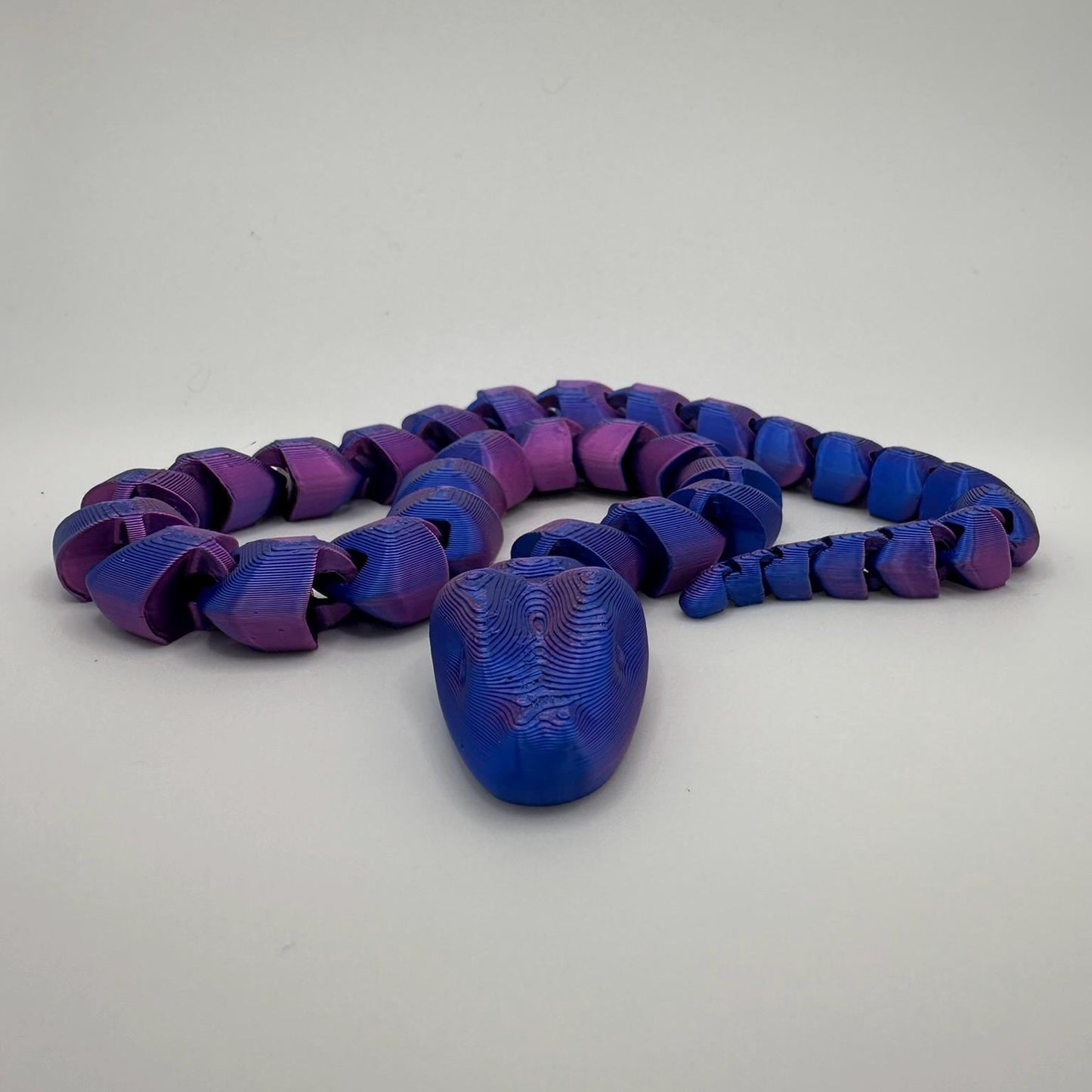 🐍 Articulated 3D Fidget Snake - 34cm Long Neon Blue/Magenta Colour