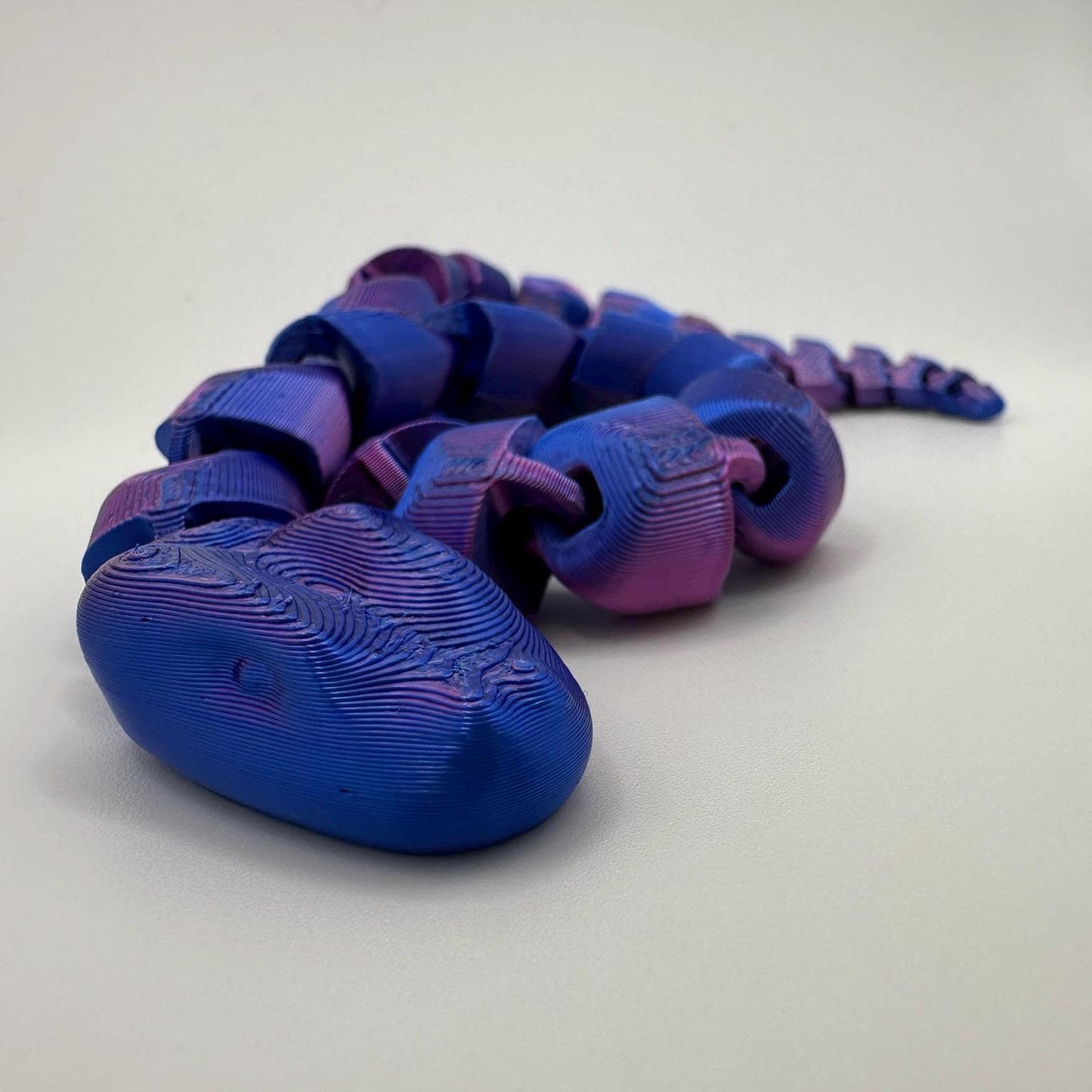 🐍 Articulated 3D Fidget Snake - 34cm Long Neon Blue/Magenta Colour