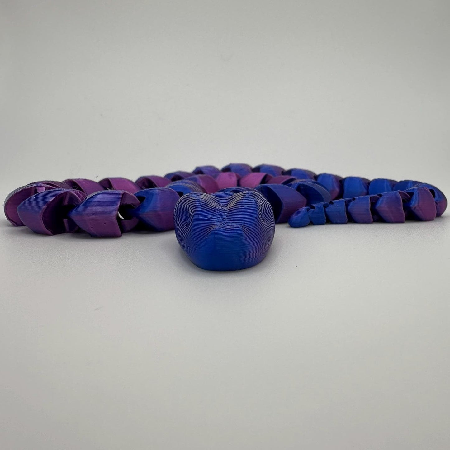 🐍 Articulated 3D Fidget Snake - 34cm Long Neon Blue/Magenta Colour